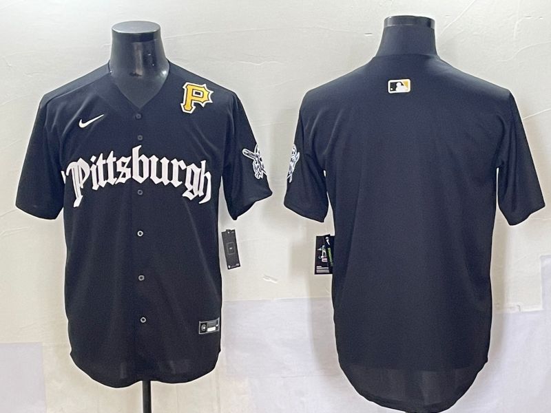 Men 2025 Pittsburgh Pirates Blank Black Five generations Joint Name Nike MLB Jersey style 9->youth mlb jersey->Youth Jersey